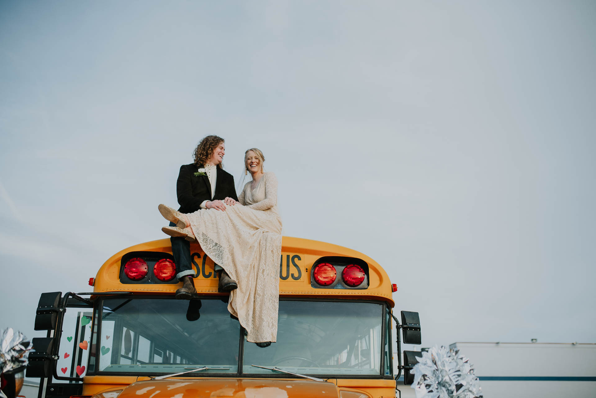 fort collins wedding school bus